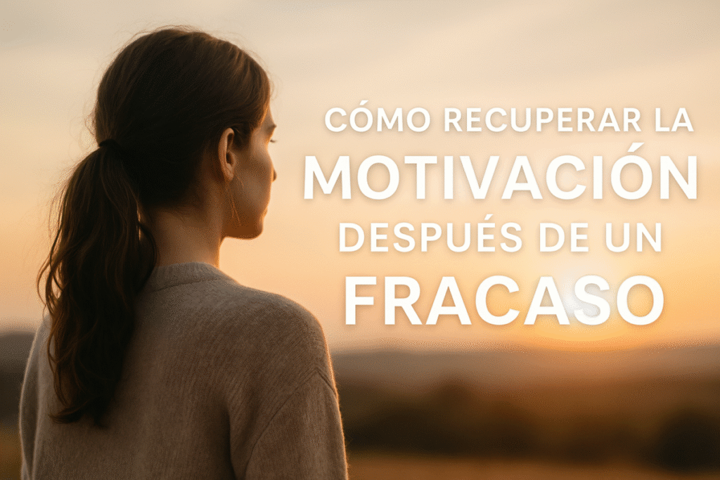 recuperar la motivacion mujer mira el amanecer con texto recuperar la motivación tras un fracaso